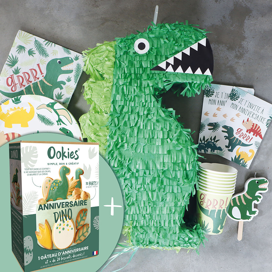 Kit Anniversaire enfant Dino Box gâteau et Déco - Ookies