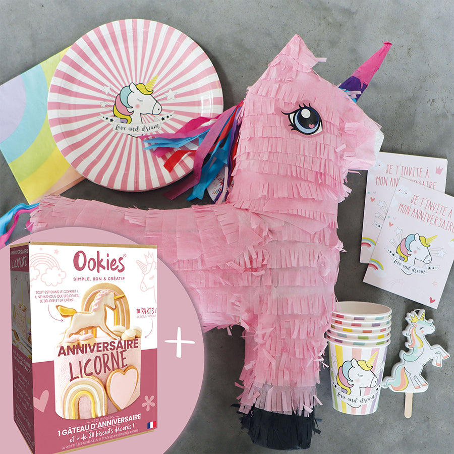 Kit Anniversaire enfant Licorne Box gâteau et Déco - Ookies